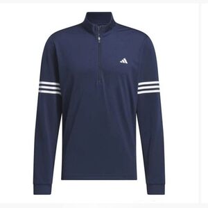 Adidas Mens Size XL Navy & White 3 Stripe 1/4 Zip Golf Performance Shirt